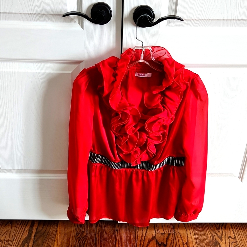 Ashwi Paris size L (fits Medium) chiffon blouse with beading